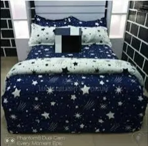 Reversible Star Duvet Bedsheet Pillowcase White Blue Mix or Plain 6x6