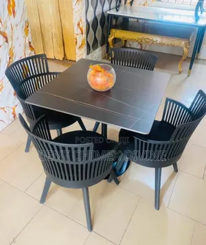Square Marble Top Table With Fibre Restaurant Chairs