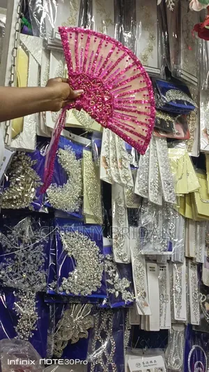 Pink Beaded Fan