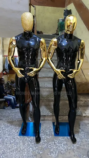 Black And Gold Male Chrome Mannequins