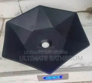 Hexagon Shape Matt Black Counter Top Washing Hand Basin