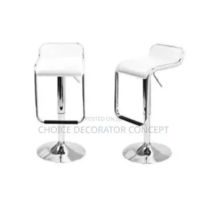 Adjustable Chrome Barstool- 2 PCS - White