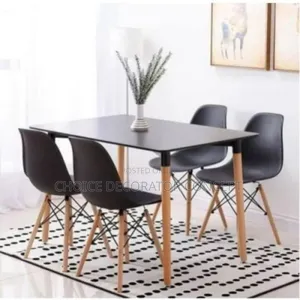 Rectangular Restaurant Dining Table + 4 Plastic Chairs