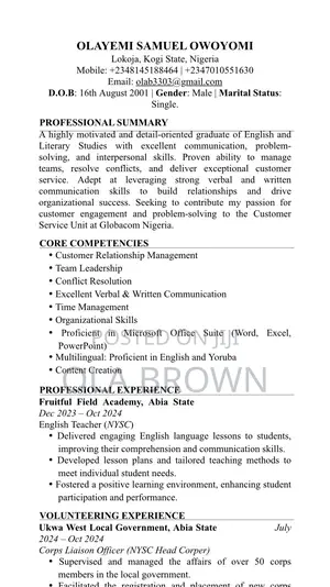 Travel Tourism CV