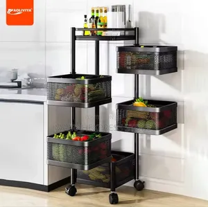 5layers Vegetable Fruit Basket Trolley Rack