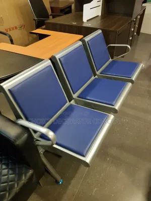 3-Seater Airport/Reception Waiting Chair – Blue Leather Finish
