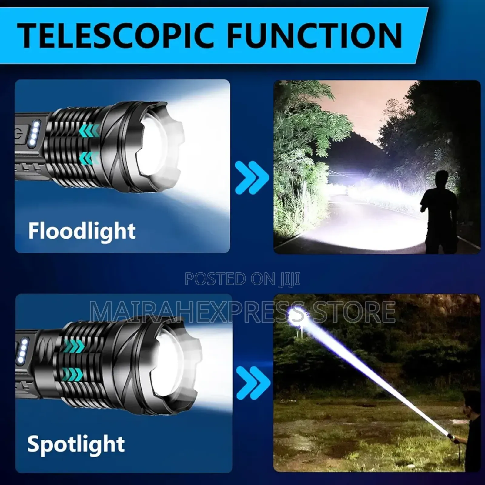Rechargeable 5 Modes Led Flashlight With Cob Side Light