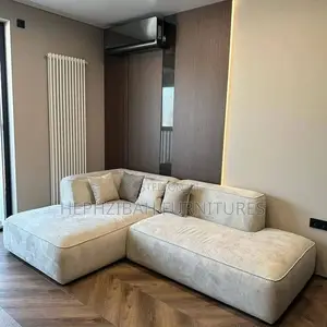 Nude L Shaped Sofa With Pillows
