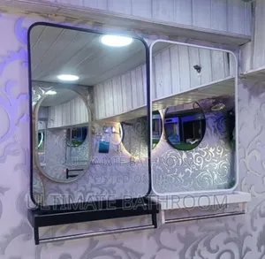 70x50cm Square Bathroom Mirror With Shelf