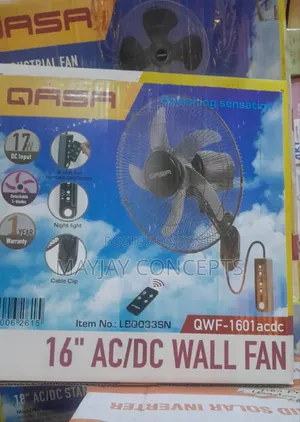 Qasa 16" Ac/Dc Solar Wall Fan With Led Light Remote Control-17watts