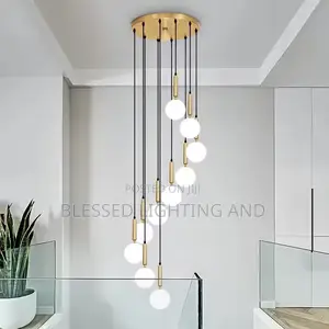 Modern Living Room, Staircase, Hotel Lobby Luxury Chandelier Light