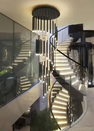 Led Modern Long Strip Chandelier Duplex Apartment Stair Attic Pendant