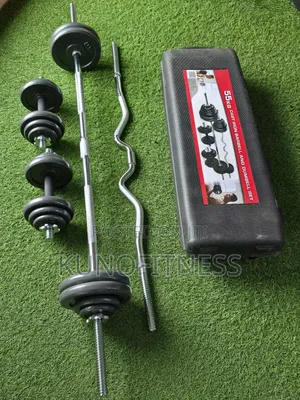 Professional 55kg Barbell Set for Weightlifting - Heavy Duty