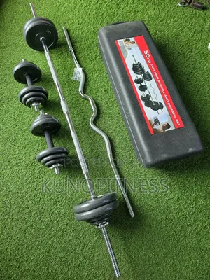 Cheap 55kg Gym Weight Set - Barbell Dumbbell