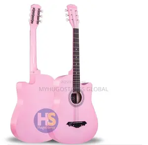 Acoustic Box Guitar With Bag and Strap - Pink