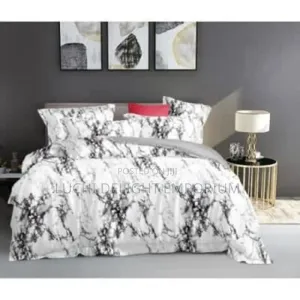 Black White Marble Quilt Doona Duvet, Bedsheet and Pillowcase Set