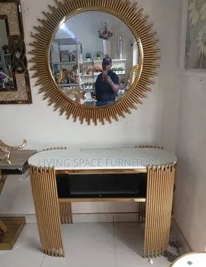 Newly Marble Top Console Table With Mirror Set