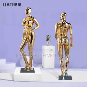 Fashion Matte Golden Chrome Female Mannequin Plus Size