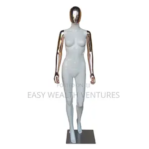 Fashion Matte White Golden Chrome Female Mannequin Plus Size