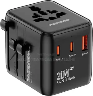 Porodo 20w Universal Travel Adapter With 2usb-C+1usb-A
