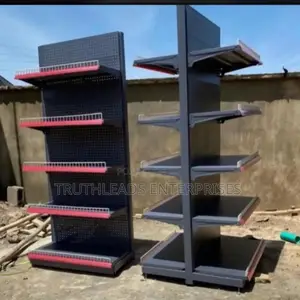 Gray Double Sided Supermarket Gondola Shelve