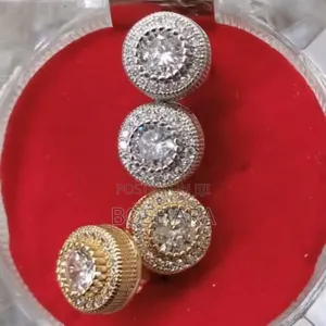 Exquisite Non Piercing Mens Stud Earring Gold and Silver