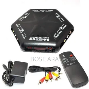 5 Ways 4 Port in 1 Out Video Audio S-Video Game Av Box With Remote
