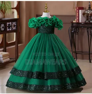 Green Princess Girls Ceremonia Fulll Ball Gown