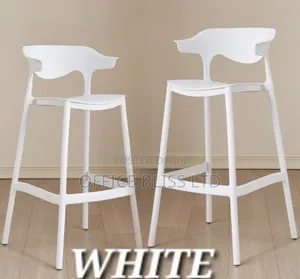 Silas Kitchen Stackable Bar Stools- Set of 2( White)
