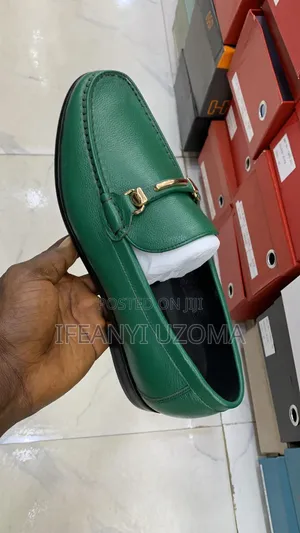 Green Color Leather Corporate Shoe