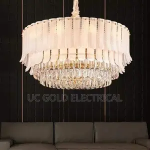 Chandelier Postmodern Luxury Round Golden Crystal Chandelier 2025