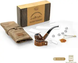 S Tobacco Pipe With Waxed Canvas Pipe Roll
