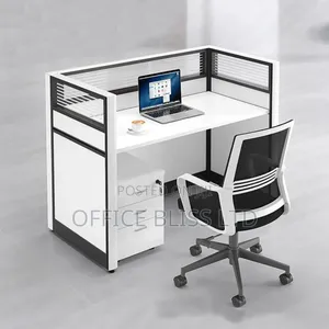 Reception Desk With White Back Chair(120cm X 60cm X 110m)