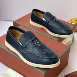 Classic Blue and Black Italian Leather Men Corporate Shoe
