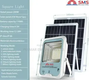 Solid Classic Original 200w SMS Solar Flood Light,Wit 1 Year Warranty