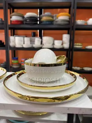 Unique 16pcs Black And Gold Dinner Set