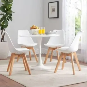 Pole Base Round Dinning Table + 4 Foam Sitting Chairs