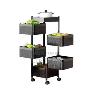 Kitchen Rotatable Organizer Movable Floor-Standing Storage