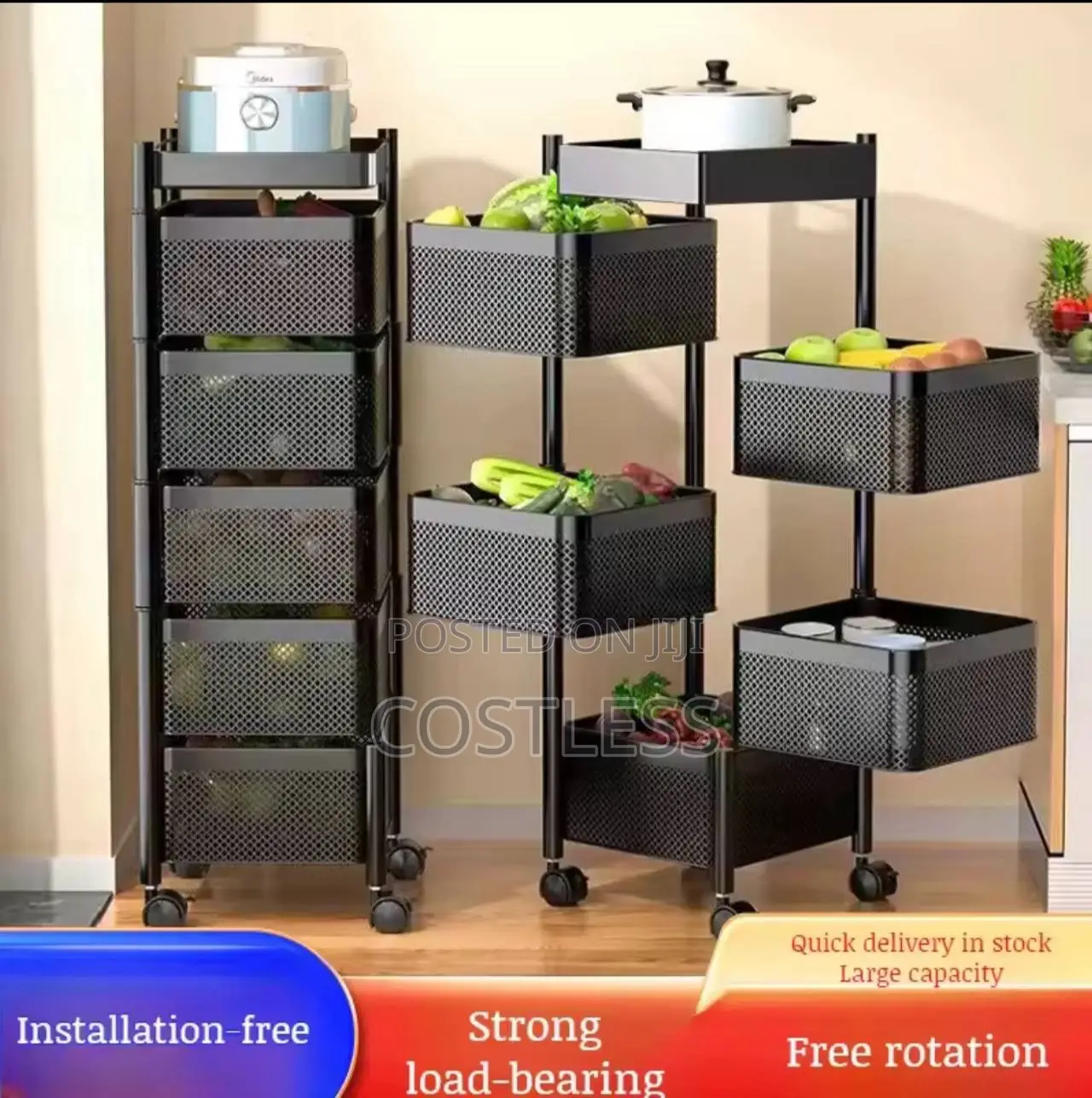 Kitchen Rotatable Organizer Movable Floor-Standing Storage