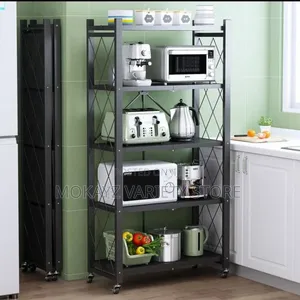 5 Tiers Black Heavy Duty Metal Foldable Storage Shelf