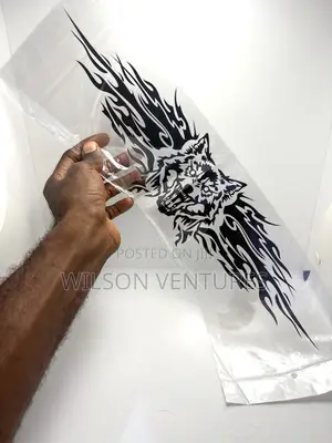 Black Color Wolf Head Body Sticker