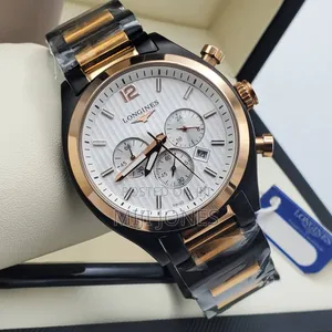 "Longines Inspired Two-Tone Chain Chronograph Watch for Men"