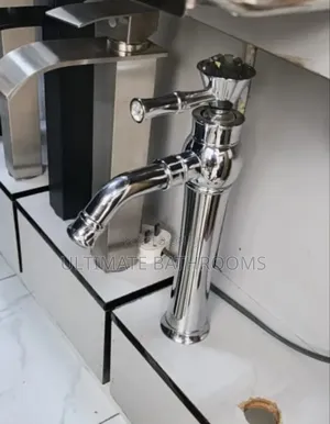 Silver Diamond Head Long Basin Mixer Tap