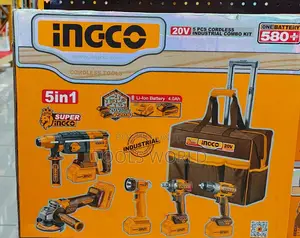 Ingco 20v Brushless Cordless Combo Set – 5 Tools + Batteries + Charger