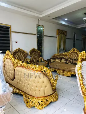 Egyptian Royal Chairs With Stools and Table.
