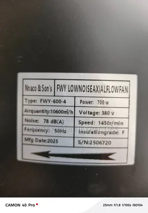 Axial Fan 600mm 380v