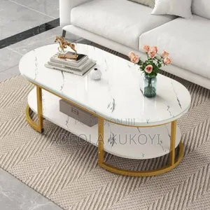 MDF Oval Double Layer Center Table