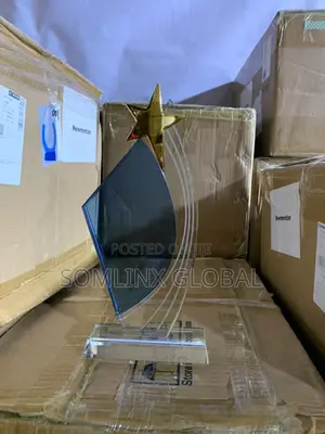 Glass Plaque Blue and Gold Star