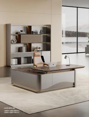 Imported Executive Table With Matching Executive Bookshelf