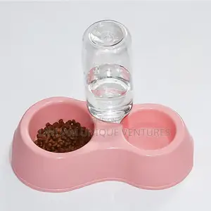 Anti-Knockover Double Plastic Cat Bowl – Easy Clean Dog Bowl